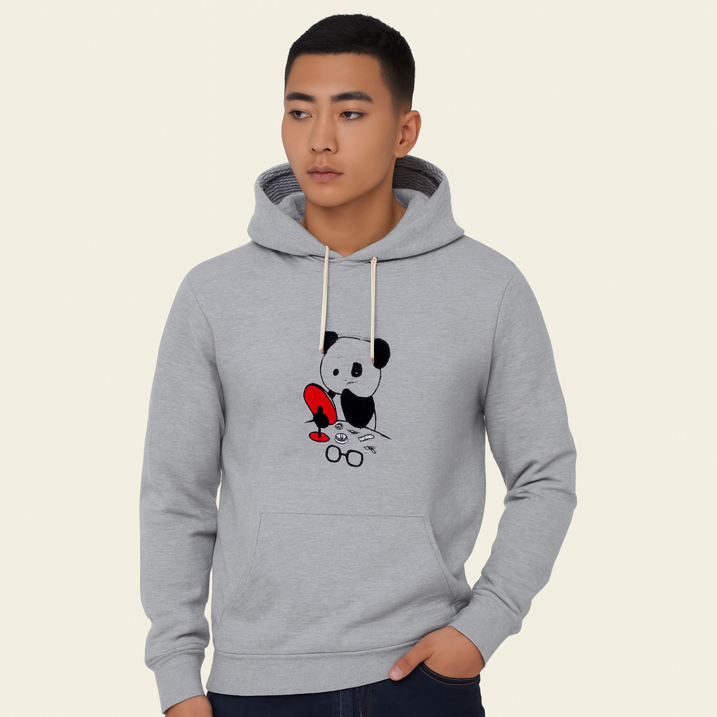 4ef9f18fc72ba80f9c7ac76b1e84fbb9 Premium Grey Bear Print Hoodie for Men & Boys – Summer Casual Collection - Image 2