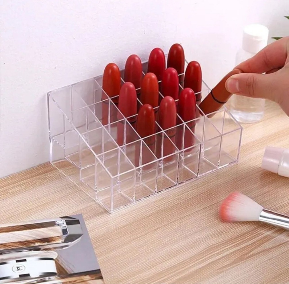 4f2860e4c2a3465835933141fcee9f30 24 Grid Makeup Organizer Storage Box Cosmetic Box Lipstick Jewelry Box Case Holder Display Stand make up organizer - Image 4