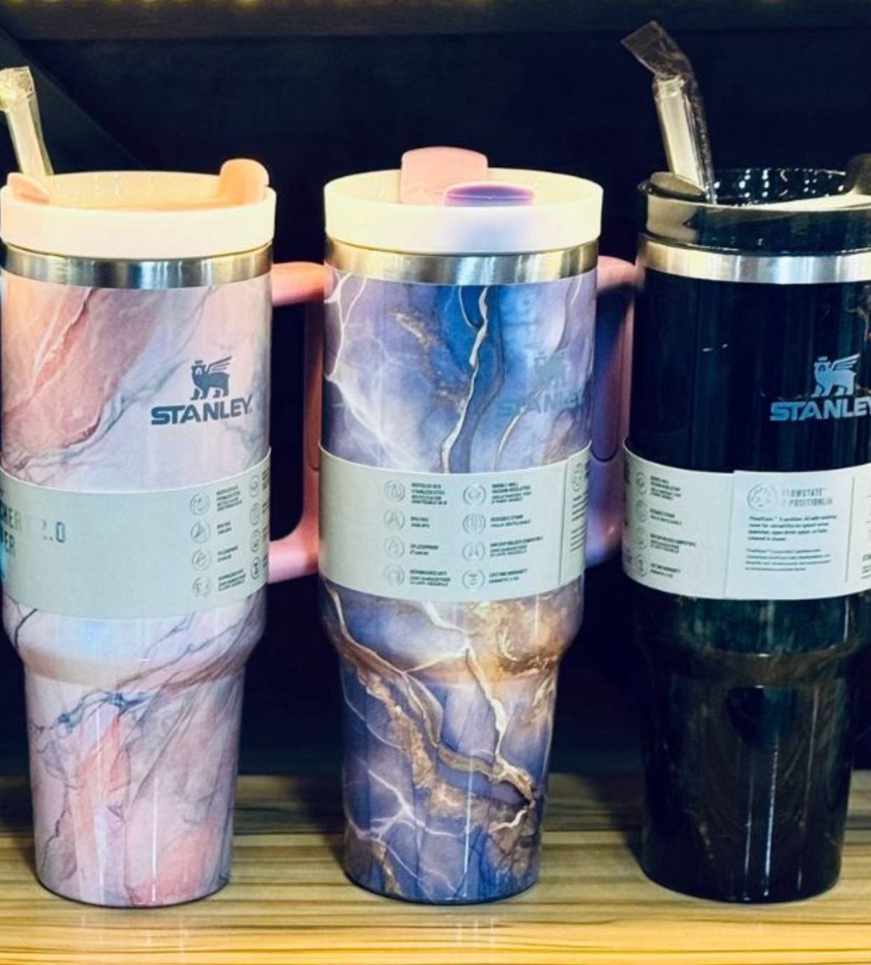 4f5ce72b8490ce66452d7c67408c5fc1 1200ml Stainless Steel Stanley Tumbler Glossy Marble Shades | Premium Vacuum Insulated Travel Mug | Leakproof Cup For Ho - Image 4
