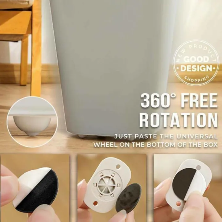 Furniture Moving Wheel [4 Pcs] | Stainless Steel Mini Swivel Wheels With 360 Degree Rotation For Bins Storage Box