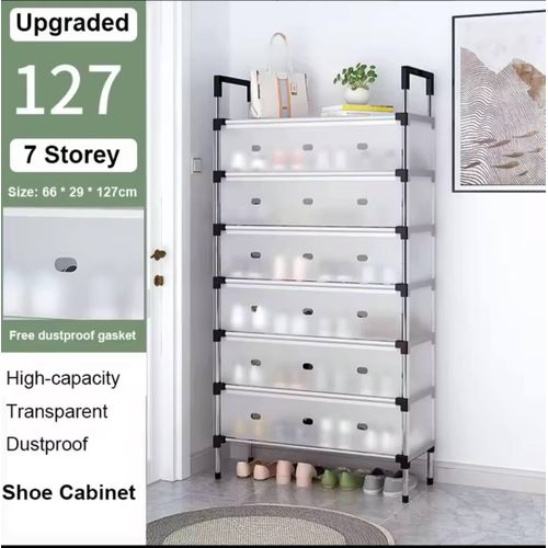 50377e058b1c79109c5cd5abb424902d Multi Layer Dustproof Shoe Rack Organizer With Cover Foldable Plastic Shoe Storage Cabinet Durable Quality - Image 3