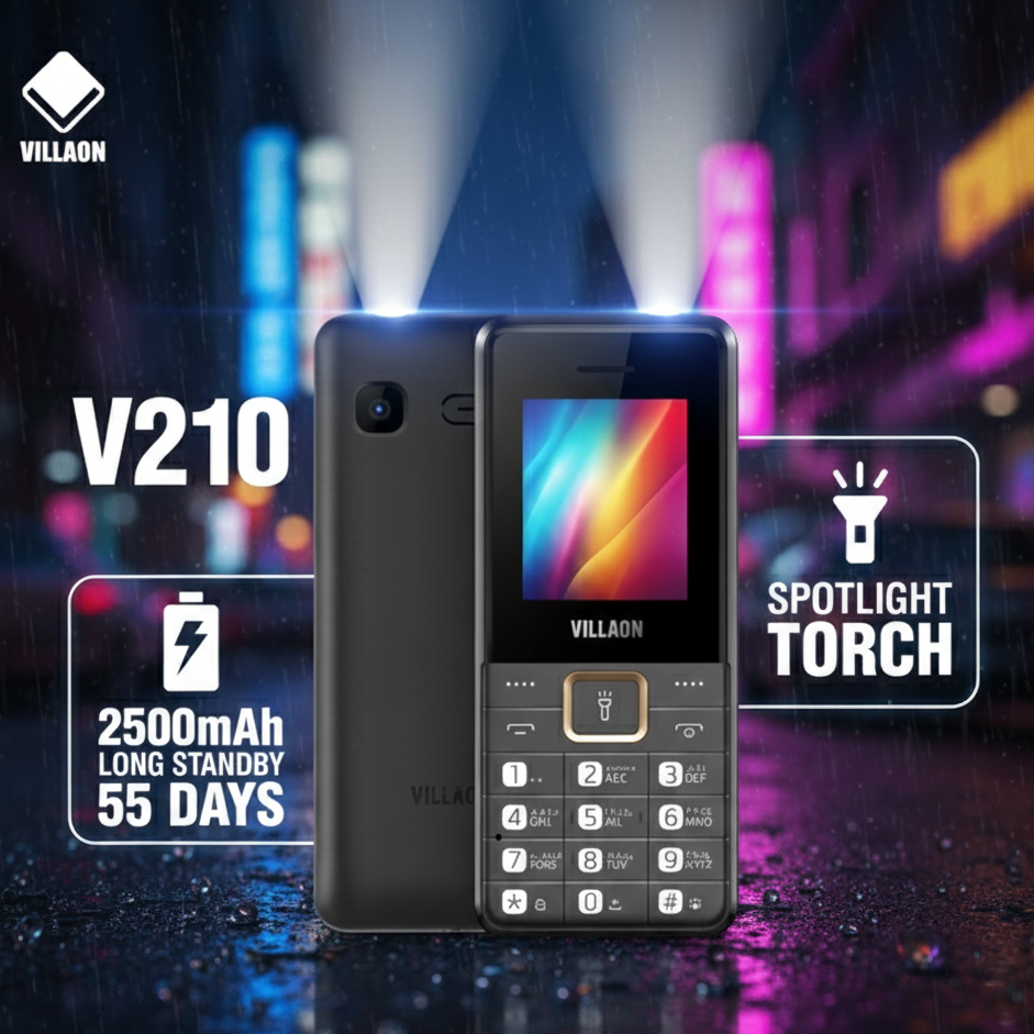 504fd01b25641d67c7654f971e9dfb1b Villaon V210 1.8 Inch LCD Dual SIM Mobile With Removable 2500mAh Battery Basic Camera FM Radio Torch Light And PTA Appro
