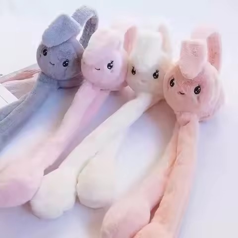 508c80b813f6948d94a3dd2e578c21d8 Soft Fluffy Rabbit Ears Headband | Moving Ears Plush Earmuffs | Warm & Cozy – 1Pc Random Colour - Image 3