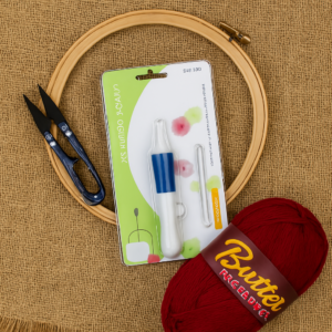 3D Embroidery Punch Needle Kit with 10 Inch Wooden Hoop, Jute Cloth (20x36 inch), Thread, Scissors & Tools – Complete Ha