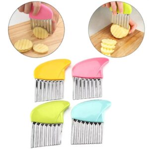 French Fry Crinkle Cutter – Stainless Steel Wavy Slicer Knife for Potatoes, Vegetables & Fruits | Easy Grip Chopper Tool