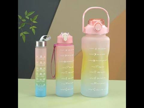 513085dad2a2ad5bf05641ed8db447a2 3-Piece Motivational Water Bottle Set with Time Markers & Straw – Leak-Proof, BPA-Free Frosted Gradient Ombre Jugs (2L,