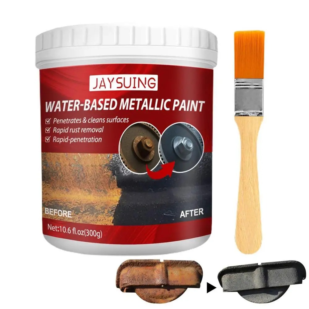 51f9e474a2421676b2a57ea557458944 Rust Paint Metallic Paint Anti Rust Protection Coating For Removing Rust From Metal - Black Color (With Brush 300gm) - Image 2