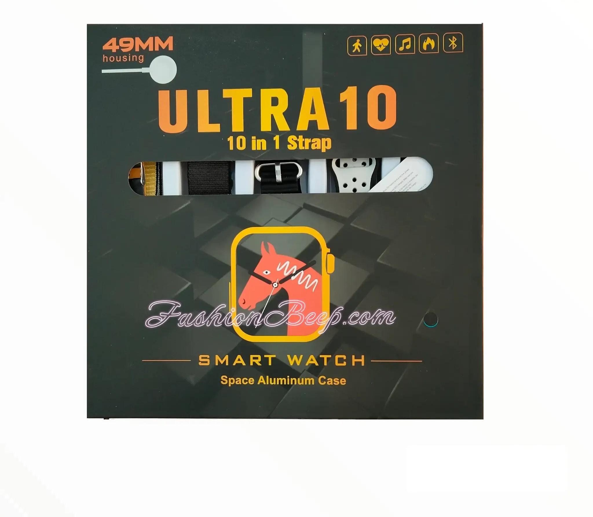 52cb5b34692335fd76c076708b9bc872 Ultra 10 Smart Watch | 10 in 1 Straps+Jelly Case | BT Calling | Super HD Display 49mm | Multi color straps & wireless ch