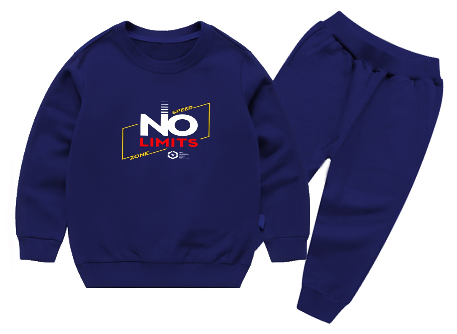 5314c125e3ae7b5ae9eb71edf5a3fc17 Kids Navey Blue no limit Printed Stylish Kids' Tracksuit Set | FOR BABY AND KIDS - Image 4