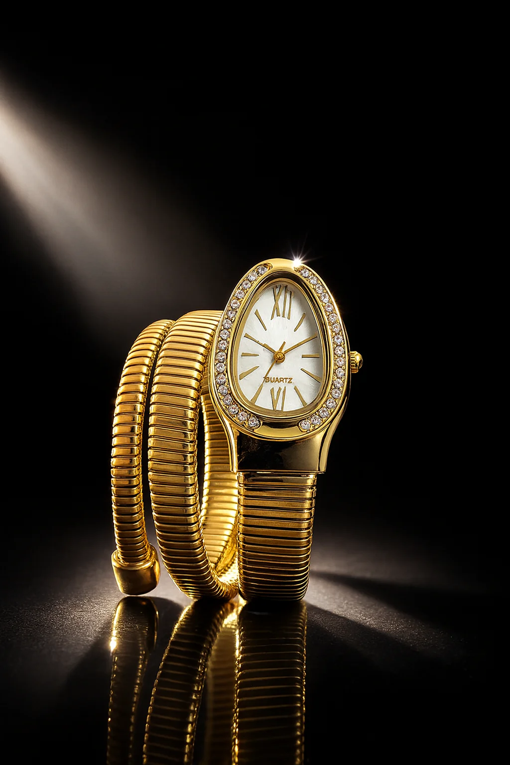 55495d2872556d819d0c8e23213a1a91 Triple‑Wrap Snake Watch | Diamond‑Set Bezel | Luxury Fashion Accessory - Image 5