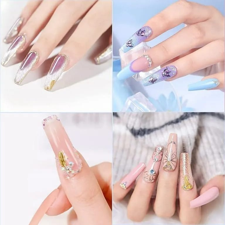 5674c31094403c6fd0bd0124beebc8bc Multicolor 12 Pcs Stylish Artificial Nails Set For Fashionable Look And Easy Application (Random Design)