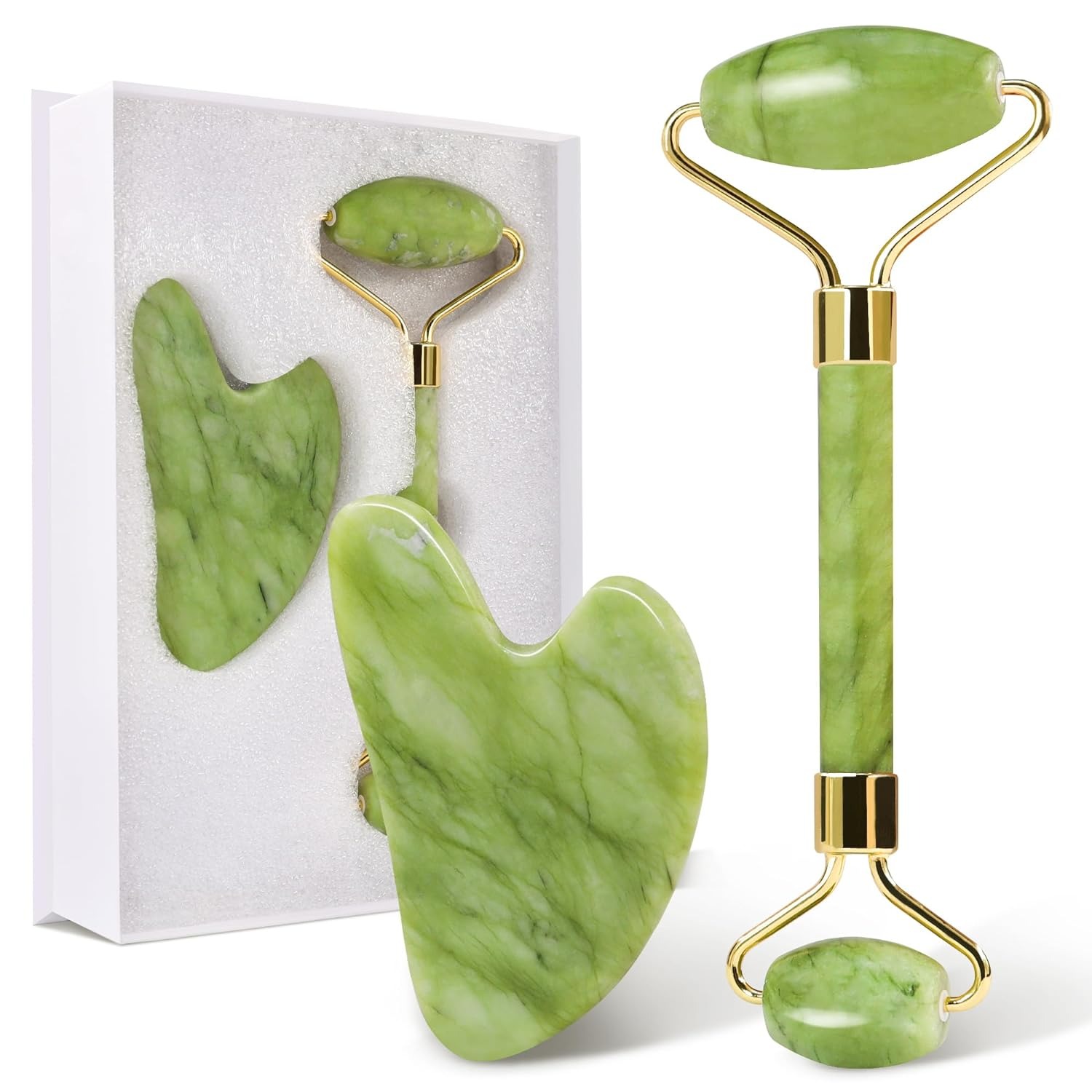 568cf7c5f32eed450260deff23be608b Jade Roller Facial Massager | Manual | With Gua Sha Tool | Natural Skincare | Relax & Refresh - Image 5