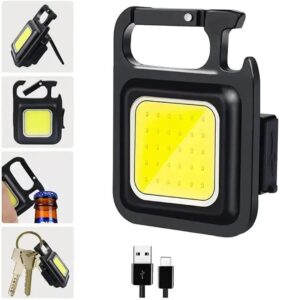 COB Rechargeable Keychain Light – Mini Portable LED Flashlight With USB Charging, Bottle Opener, And Magnet For Outdoor