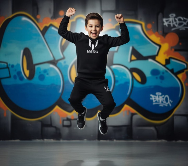 58c655ddbc1ece112755e3c7a4fda10e Kids Missi Printed Black & Black Tracksuit Set | Winter Fleece Sweatshirt & Trouser Outfit for Boys & Girls – Warm, Cozy - Image 2