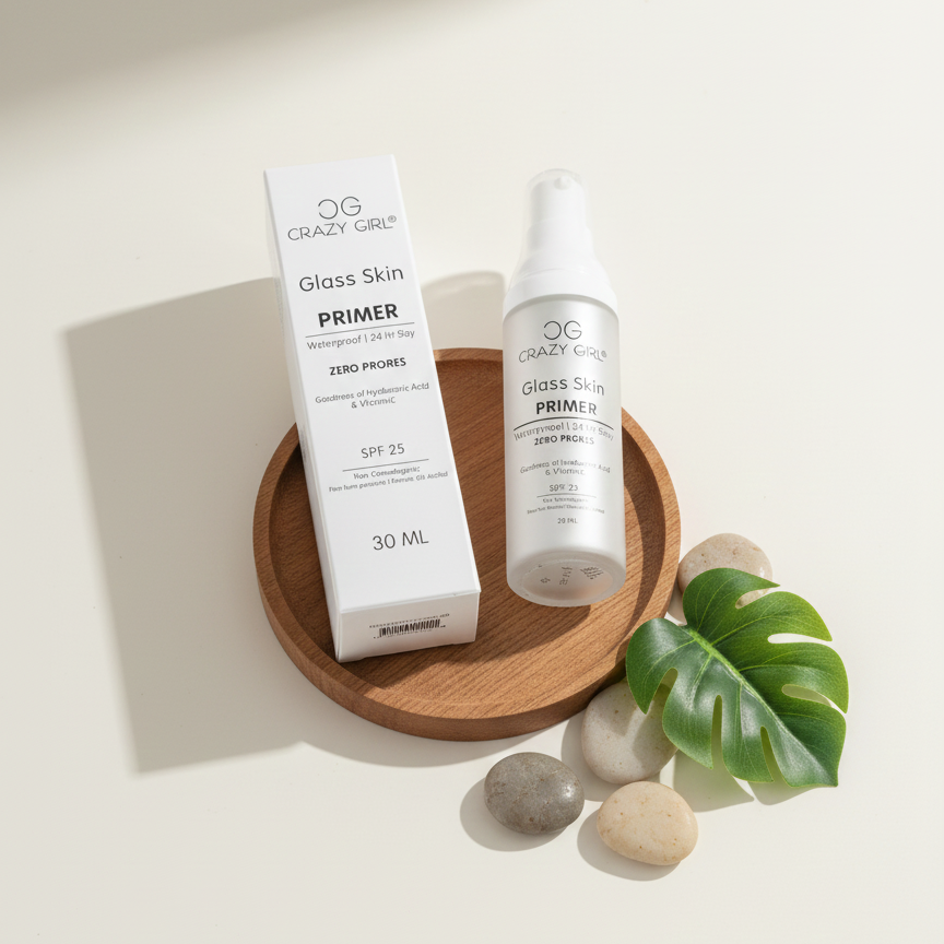 5a2e74ac59343fa79709f4b2078c78b4 Crazy Girl Glass Skin Primer: Pore-Blurring, Hydrating & Illuminating Primer for a Flawless, Glass-Like Finish | 30ml - Image 2