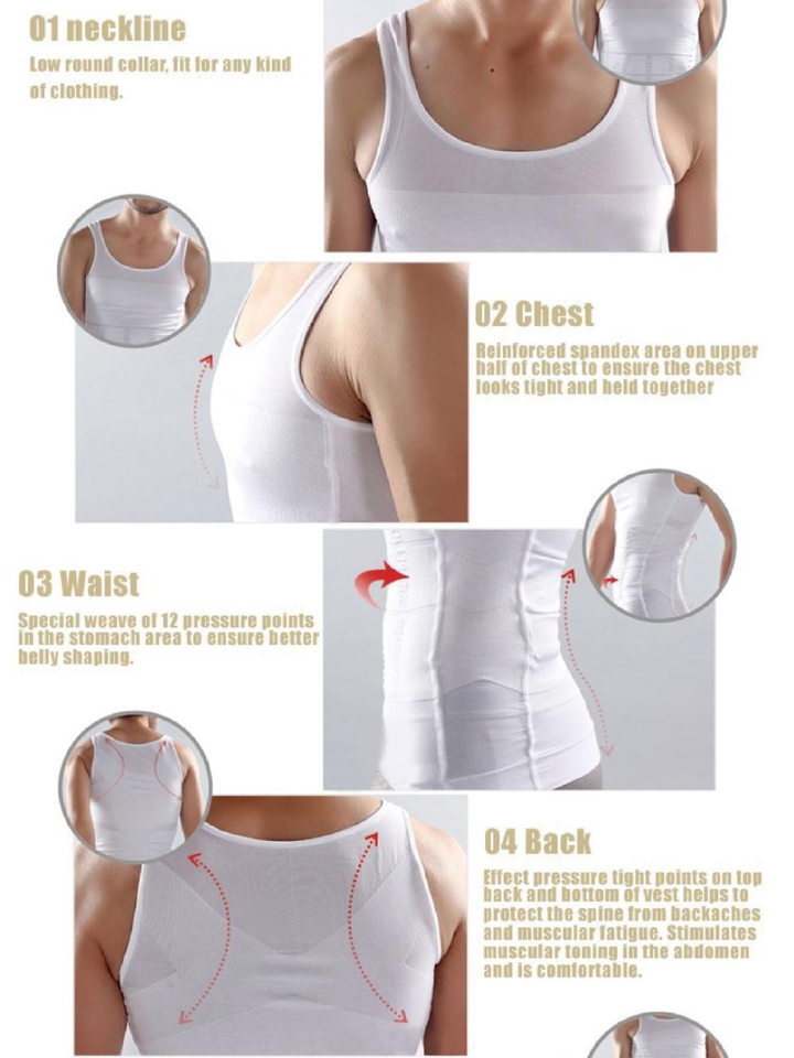 5a3a230f1e31fd07bea60574f1add178 Men's Slimming Compression Body Shaper Tank Top - Abs Abdomen Waist Trainer Vest - Breathable Muscle Shirt Undershirt fo - Image 4