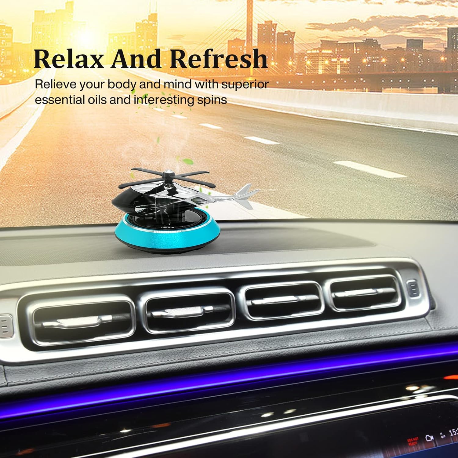5a5ec1a4b8b236f6f10667cdc7be28ff Solar Powered Car Aroma Diffuser – Helicopter Design Air Freshener Perfume for Dashboard - Image 4