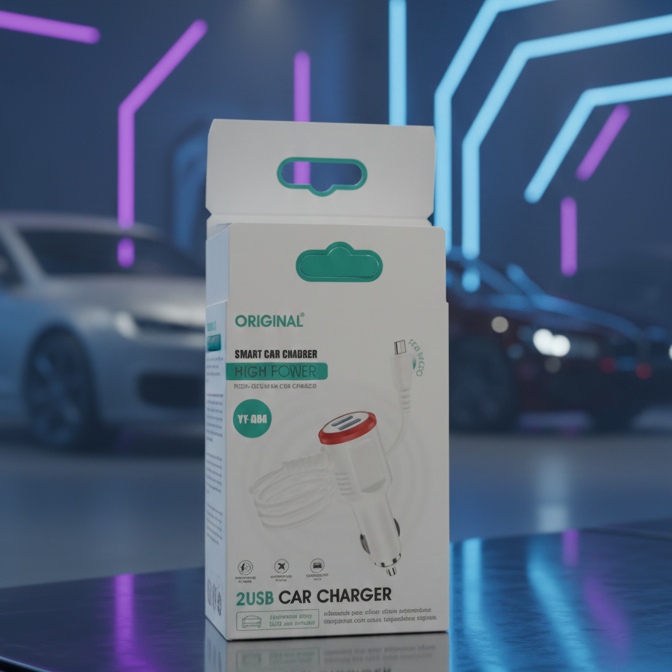 5bf8606181016a8686794c65c28f655e YY 004 2USB Smart Car Charger Providing Fast Charging Dual Port Reliable Performance Durable Quality (Random Color)