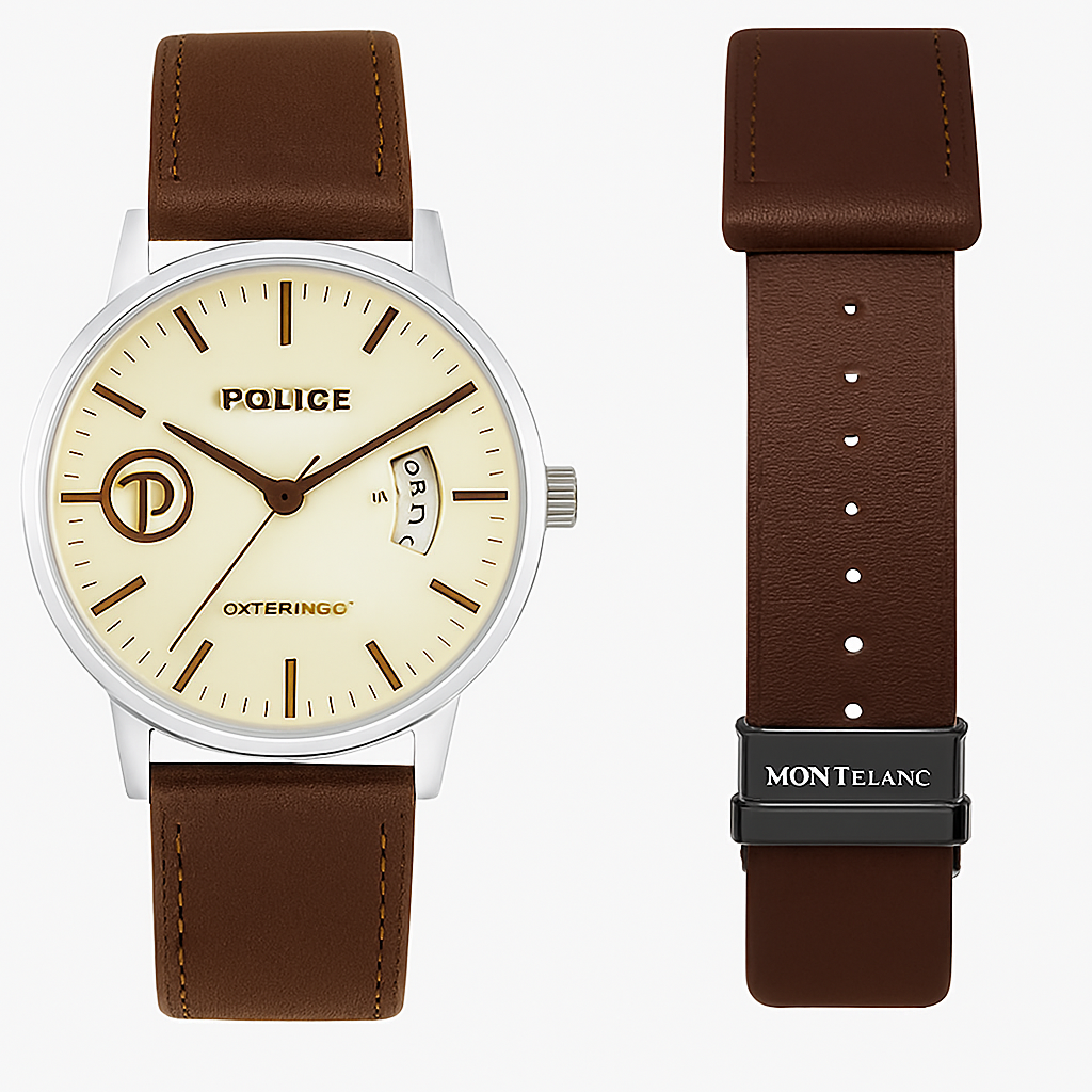 5c6b868149fdd0db5a88607c81947def Police Watch – Elegant Design with Date Display | Rose Gold or Silver Case | Leather Strap | Quartz Movement | Water Res - Image 2