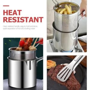 Stainless Steel Deep Fryer Frying Pot With Strainer 12ML Capacity | Basket Deep Fryer Pot for Baking Frying Boiling Home