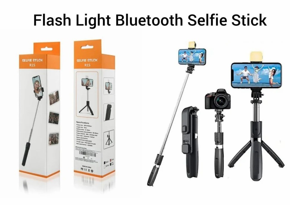 5d2d6f2b99e02426a904a3b7090d3723 R1s Bluetooth Selfie Stick Tripod | With Remote & LED Light | Portable Phone Holder