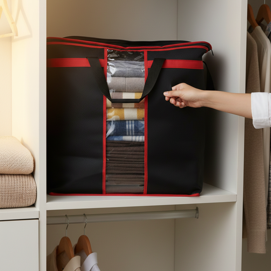 5df69a6a285f24ebf5cc6d64e315bb4a Large Storage Bag Organizers – Heavy-Duty Clothes & Blanket Storage Solution | Foldable, Spacious, Durable - Image 2