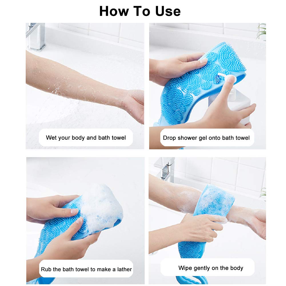 6-19 Single Side Silicone Bath Towel Scrubber – Soft Body Cleaning Brush (Random Color)