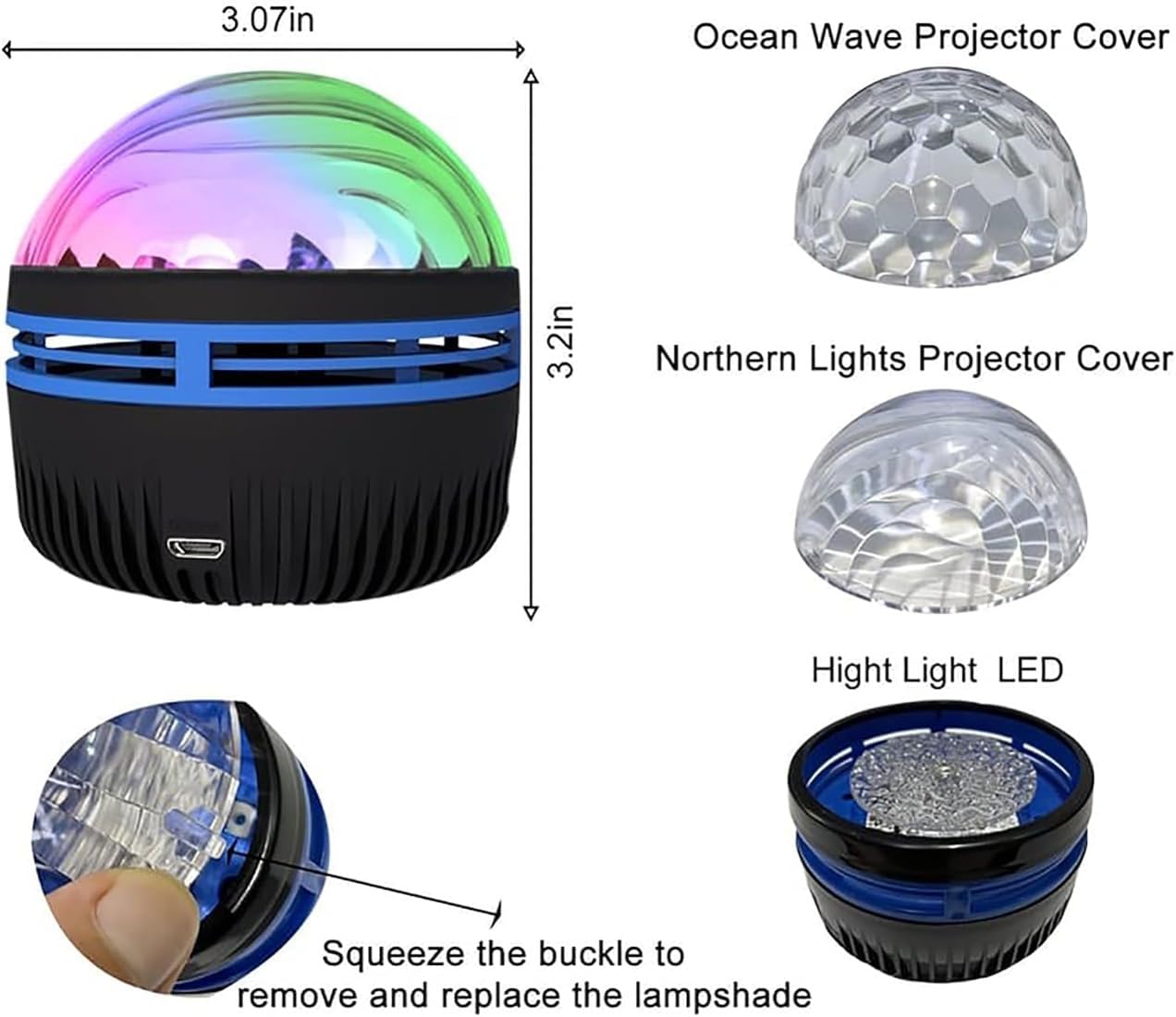 LED Starry Galaxy Projector Night Light Rotating Star Moon Lamp Bedroom Aurora Projector Light Atmosphere Decor Lamps Gi