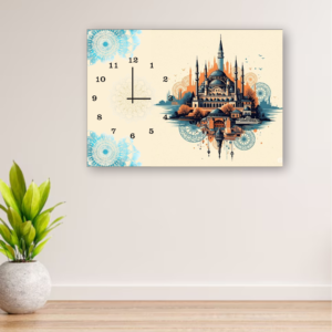 Modern Digital Printed Wall Clock 12x16 inch Wooden Frame for Home Office