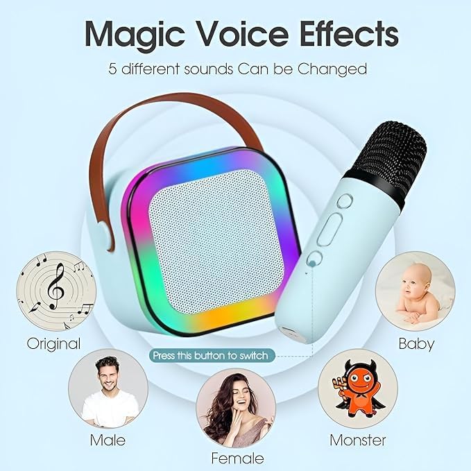 K12 Wireless Audio Microphone Bluetooth Speaker Portable Stereo Speaker Bluetooth Speaker Karaoke Speaker with Mic (rand