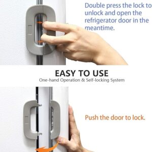 Child Safety Refrigerator Lock – Self-Adhesive Fridge & Freezer Door Lock with Double Safety Button – Easy One-Hand