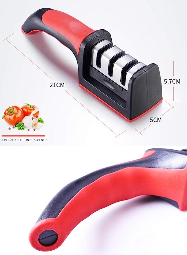 61yr1aanuUL._AC_SY879_ 3-in-1 Knife Sharpener With Fruit And Meat Knife Peeler.3-Stage Diamond Coated Knife Sharpener,Kitchen Helper Three-piec - Image 3