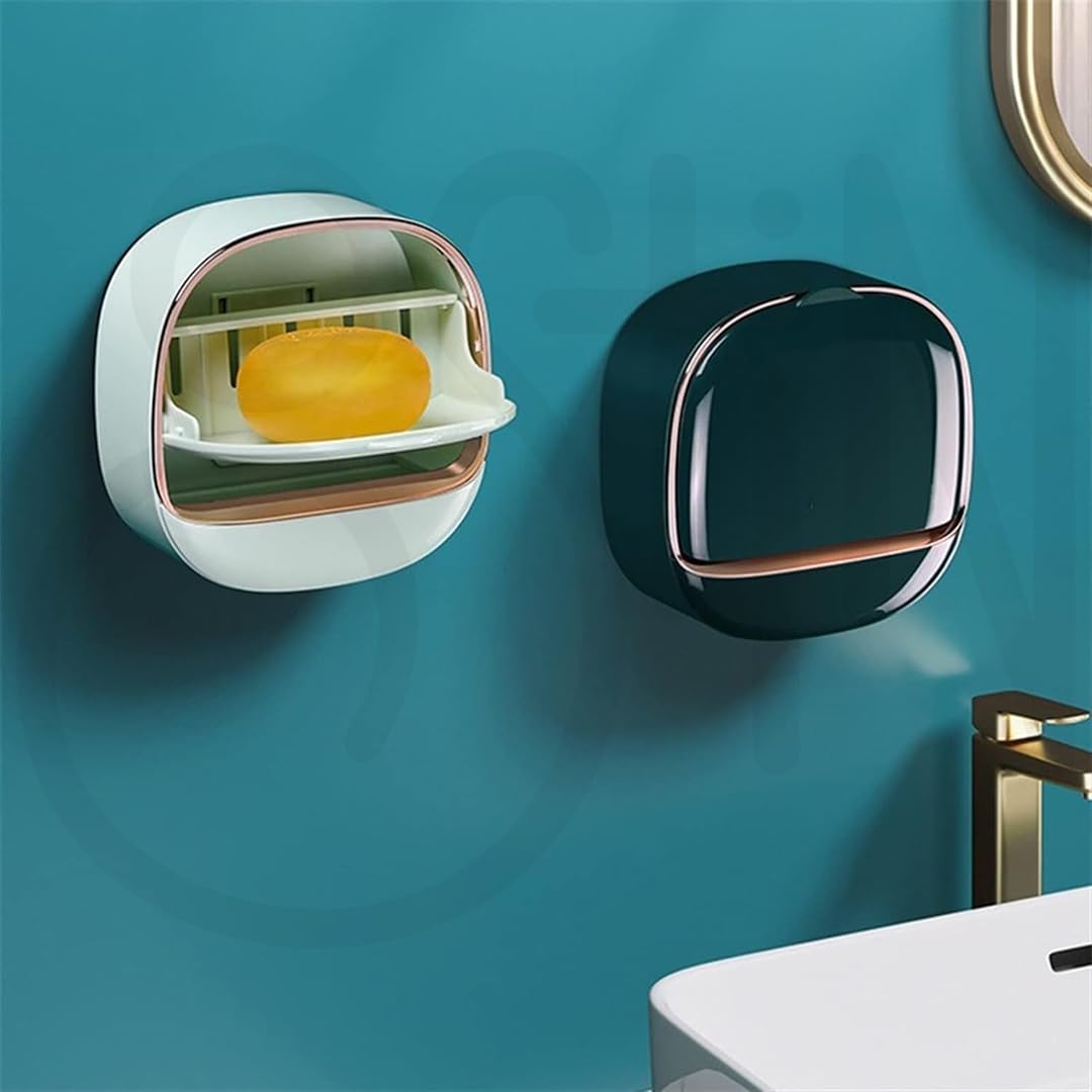 628117dffa840a66e7203399e354c65d 1Pc Wall Mounted Soap Holder With Drain Tray | Stylish Soap Dish Holder Waterproof For Kitchen and Bathroom (Random colo