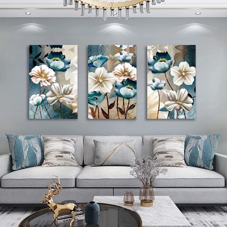 62c3e6374d1694de7b0a53850a55845b 3pcs Flower Design Stickytiles Frames Providing Elegant Floral Style Artistic Look Modern Appearance
