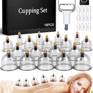 10-Piece Hijama Cupping Therapy Set – Vacuum Suction Massage Cups with Pull-Out Pump | Pain Relief, Blood Circulation, R
