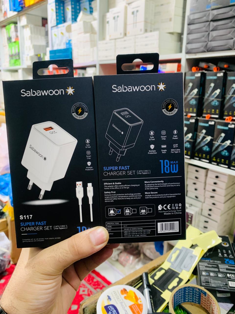 634d60757aa2df3901291ff42771faa9 Sabawoon S117 Charger | 18W Fast Charging | 100% Original Quality | Adaptor with Type‑C Cable - Image 4