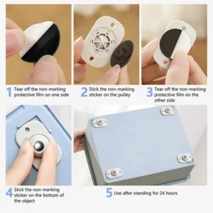 Premium [4-Piece] Stainless Steel Mini Swivel Caster Wheels: 360° Adhesive Rollers for Storage Bins, Boxes, and Small Fu