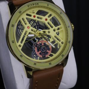 Fitron Classic Chrono: Sophisticated Minimalist Stainless Steel Watch with Genuine Leather Strap and Reliable Quartz Mov