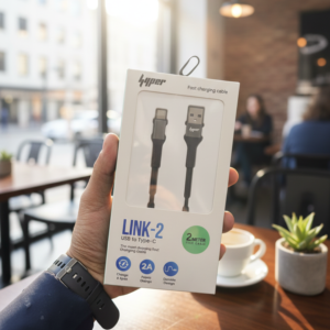 Yolo Hyper LINK-2 USB to Type C Charging Cable (Y-084) โ Durable Nylon Braided, 2m, Fast 2A Charging & Data Transfer