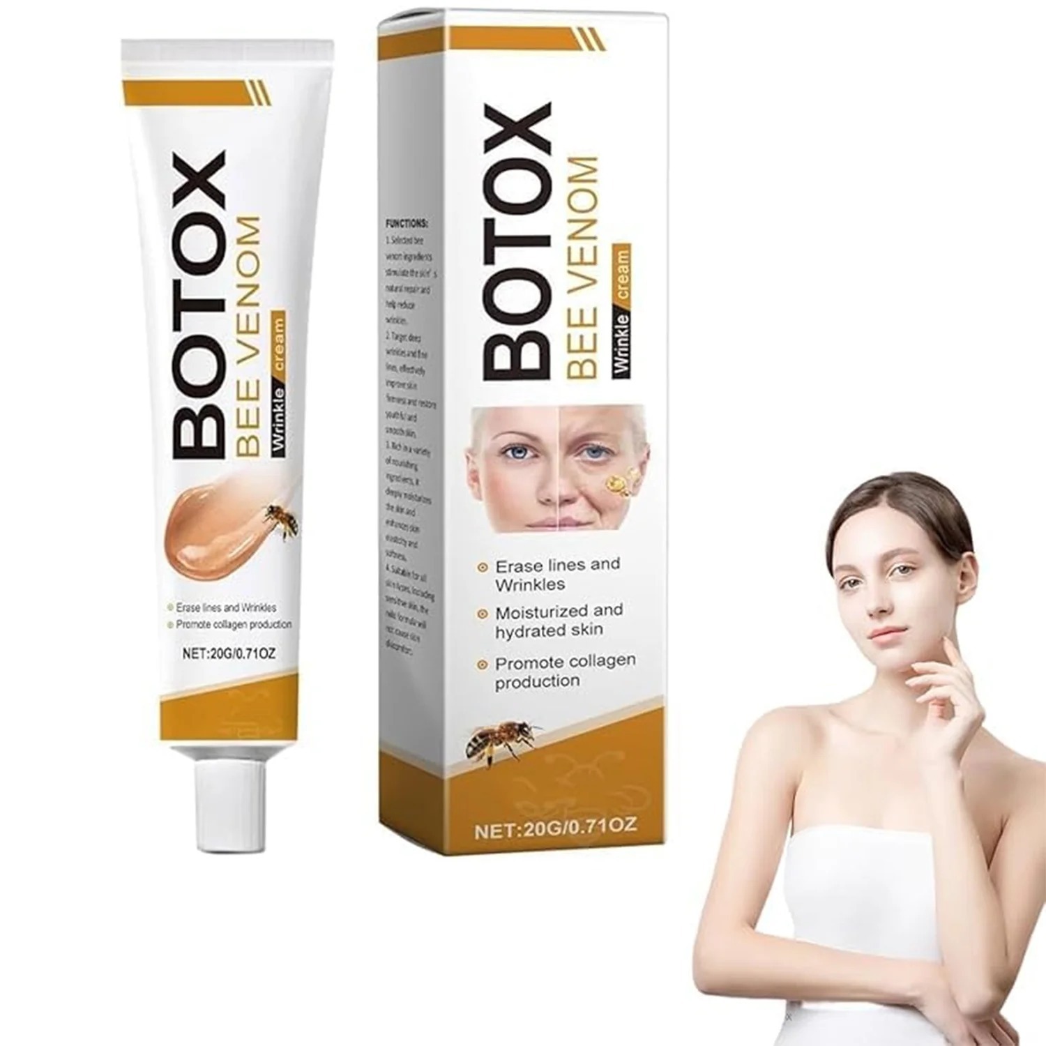 68054108e72d8a2376b399c6bee352eb Botox Bee Venom Wrinkle Cream | Anti‑Aging Moisturizer | Collagen Boost | Reduce Wrinkles & Fine Lines 20gm - Image 3