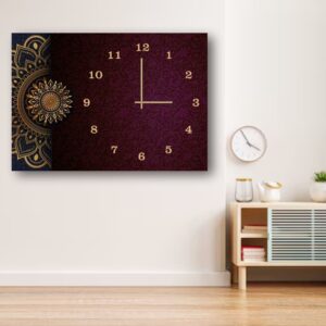 Mandala Design Wooden Wall Clock – 12x16 Inch Digital Print Hanging Decor (Without Battery)