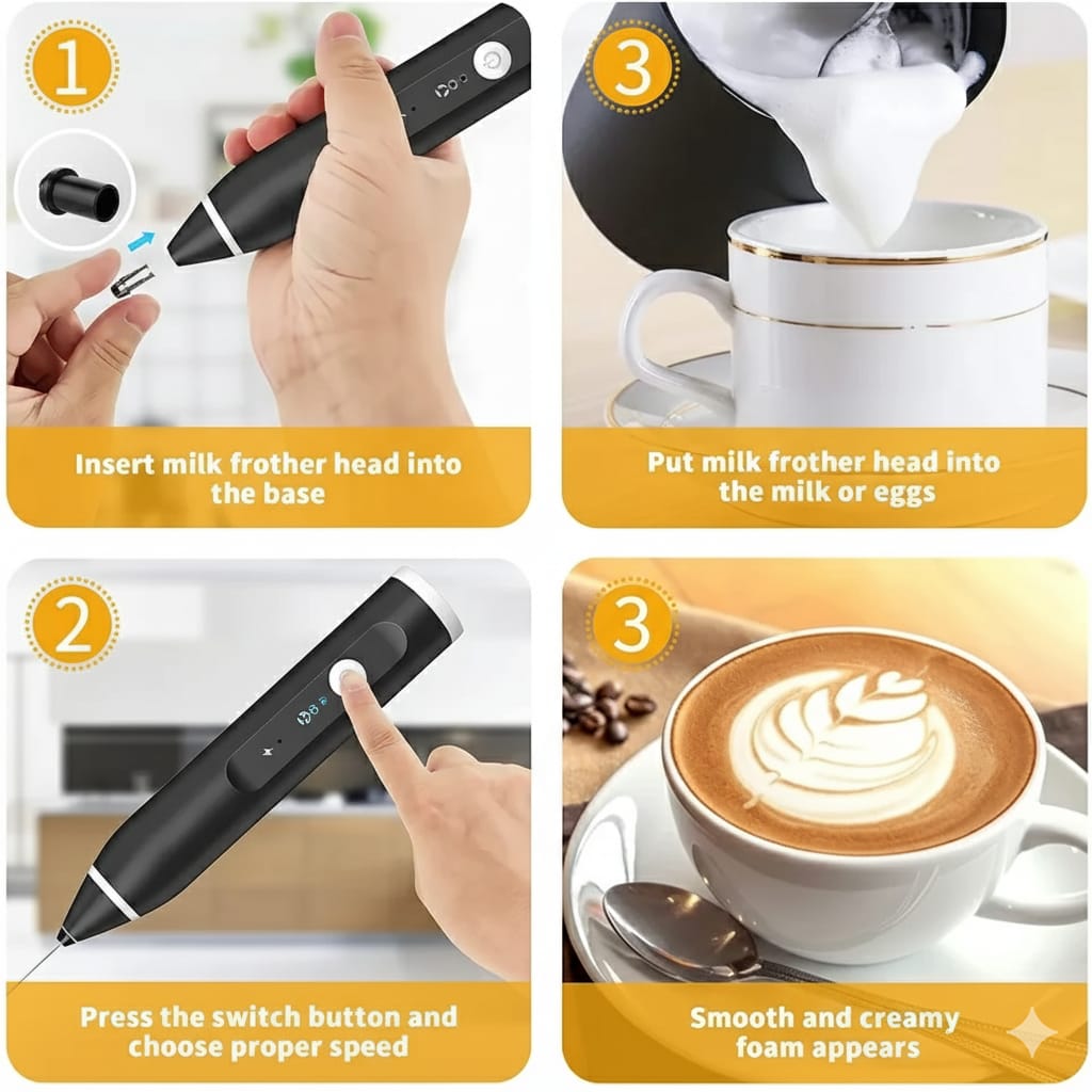 69cbbc963fd983d342c3da27c0fbdb65 2-in-1 Electric Rechargeable Coffee Beater & Milk Frother – Handheld Mini Blender & Egg Beater for Kitchen Use - Image 4