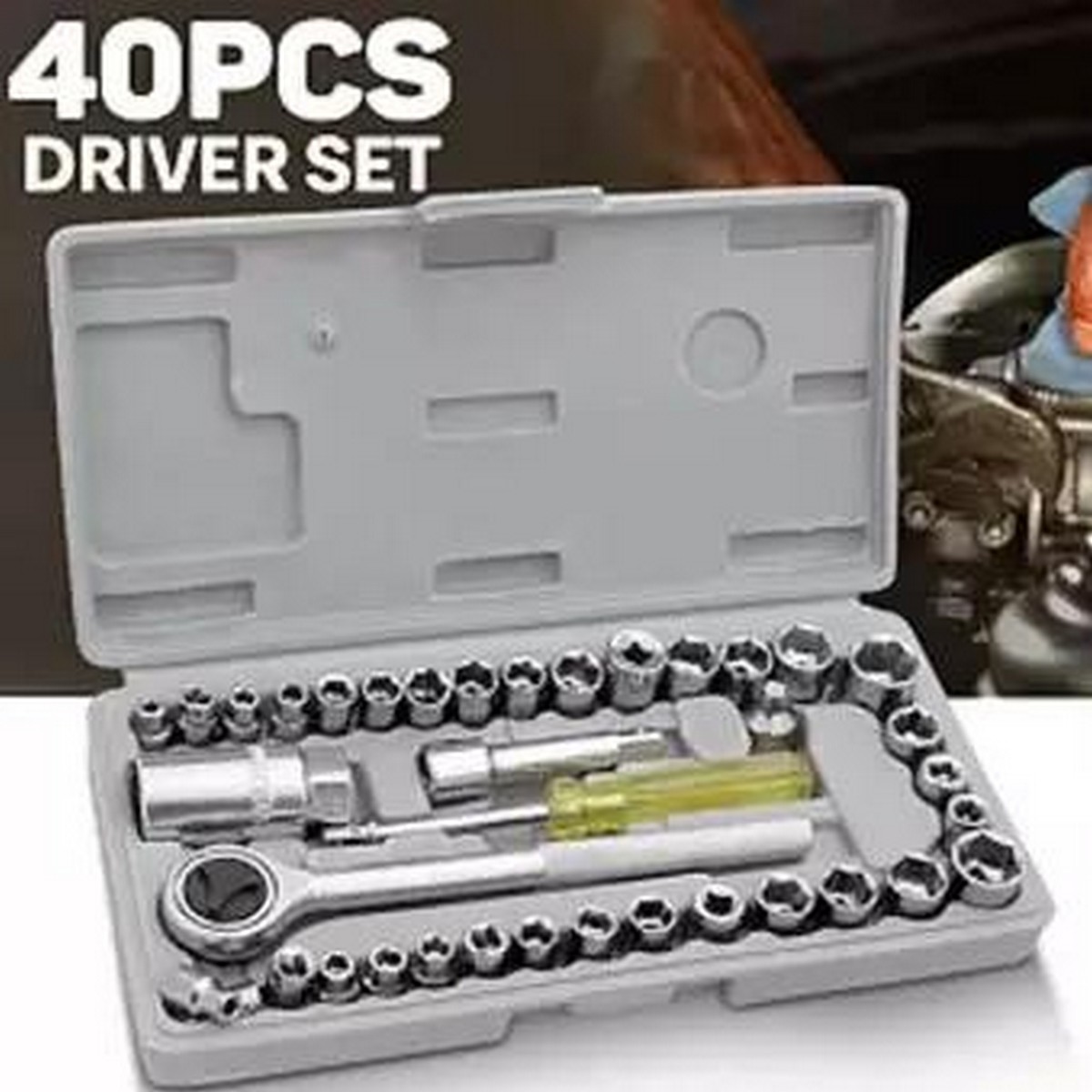 Aiwa 40-Piece Socket Wrench Tool Kit with Screwdrivers and Socket Set – Durable Hand Tool Set for Home, Auto Repair, and