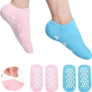 1 Pair Reusable Silicone Spa Gel Socks For Dry Feet And Cracked Heel Treatment โ Moisturizing Hydrating Softening And Sk