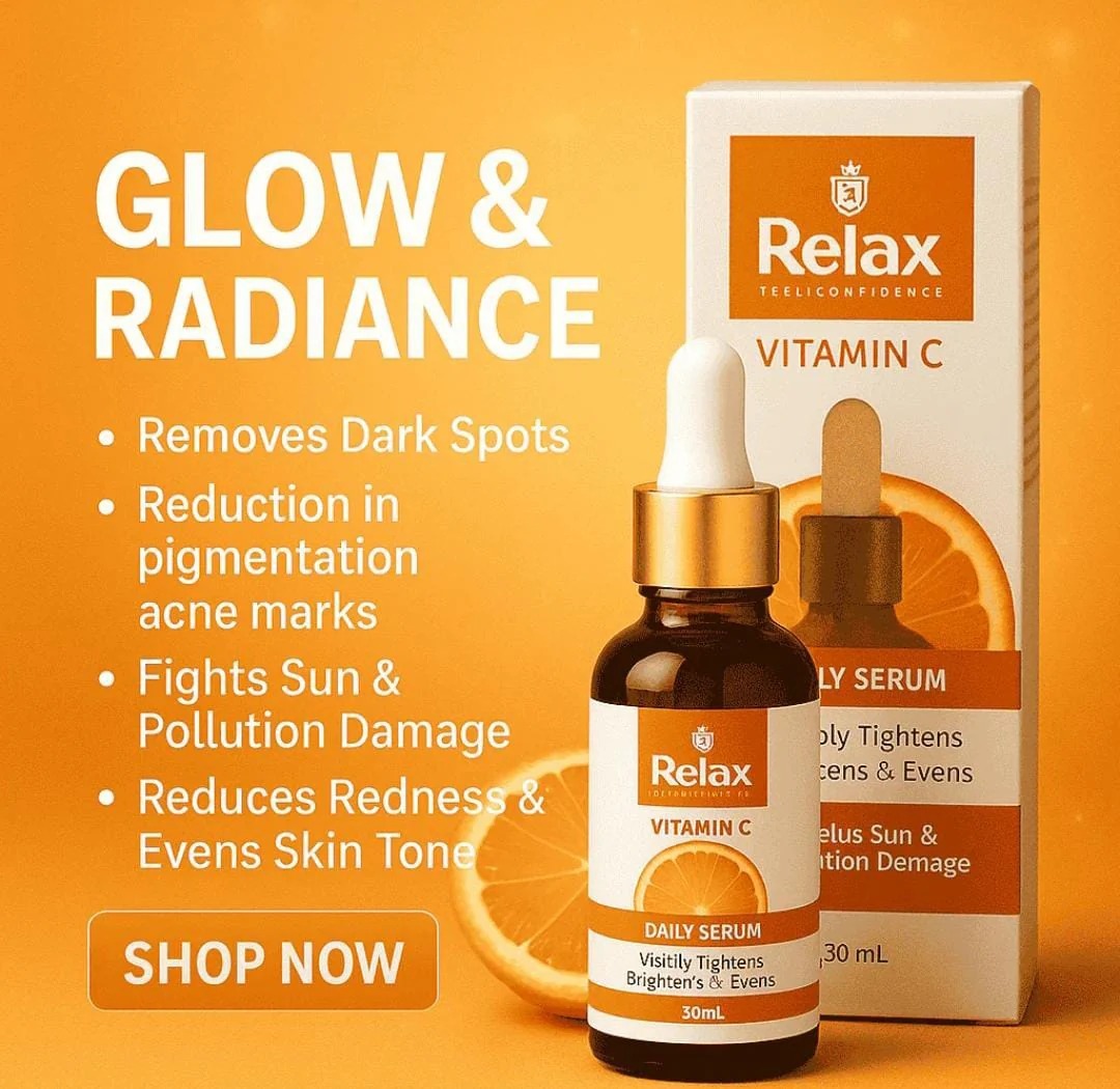 6b0ca90bede4b04be712aa126ee8df3a Relax Vitamin C Daily Face Serum – Brightening, Anti-Aging & Hydrating Formula For Healthy Radiant Skin (30ml) - Image 3