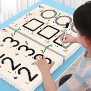 A4 Kids Educational Learning Tracing Book | 64 Pages Dot-to-Dot Activity Workbook with 2 Markers & Duster (Big Size)
