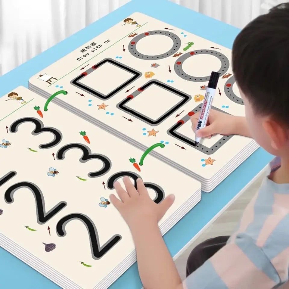 6b1730743c84aedc44a8442f9c74569e A4 Kids Educational Learning Tracing Book | 64 Pages Dot-to-Dot Activity Workbook with 2 Markers & Duster (Big Size)