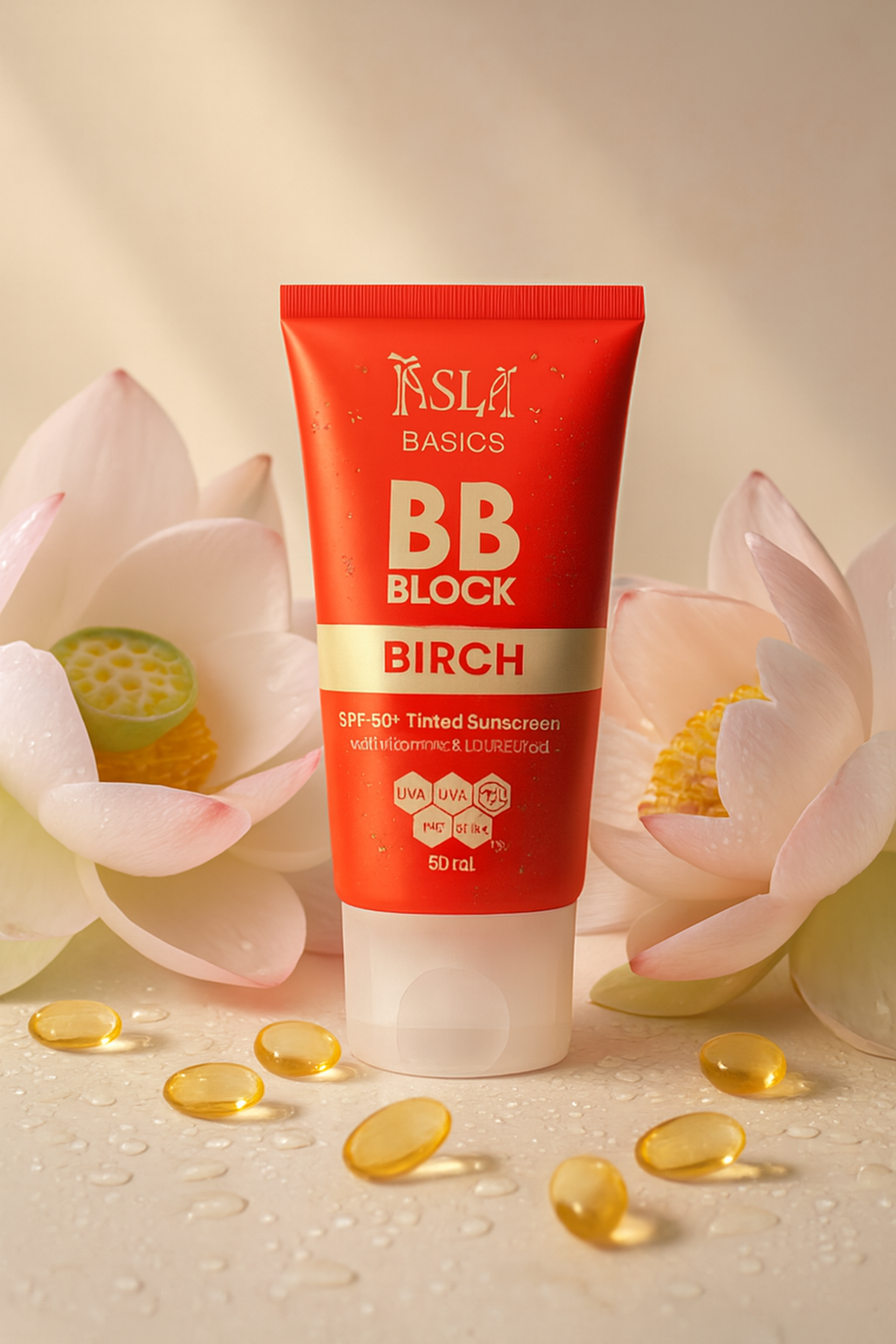 6b98c5ca1d9a2e5c2414e6764a3b4f32 SL Basics BB Block SPF 50+ Tinted Sunscreen – Hydrating & Protective BB Cream with Vitamin E & Lotus Extract (50 ml)