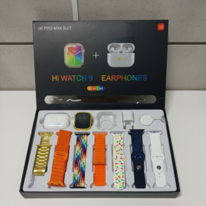 i30 Pro Max Smart Watch Series 9 | 11‑in‑1 Set | With Earbuds, Adapter, Wireless Charger & Cover | 2.3" HD Ultra | Rando