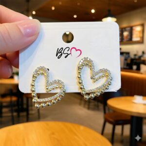 ZJE-164 Heart Shape Double Korean Earrings โ Elegant Fashion Jewellery, Stylish Accessory for Women